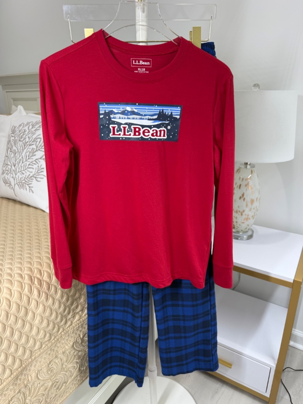 LL Bean Kids Flannel Pajamas Set Size XL 18